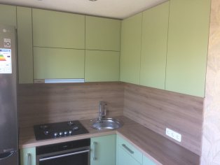 Virtuve ar zaļām fasādēm